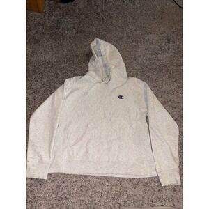 Champion Hoodie Women Small‎ Gray Solid Reverse Weave Sweatshirt Embroidery Logo